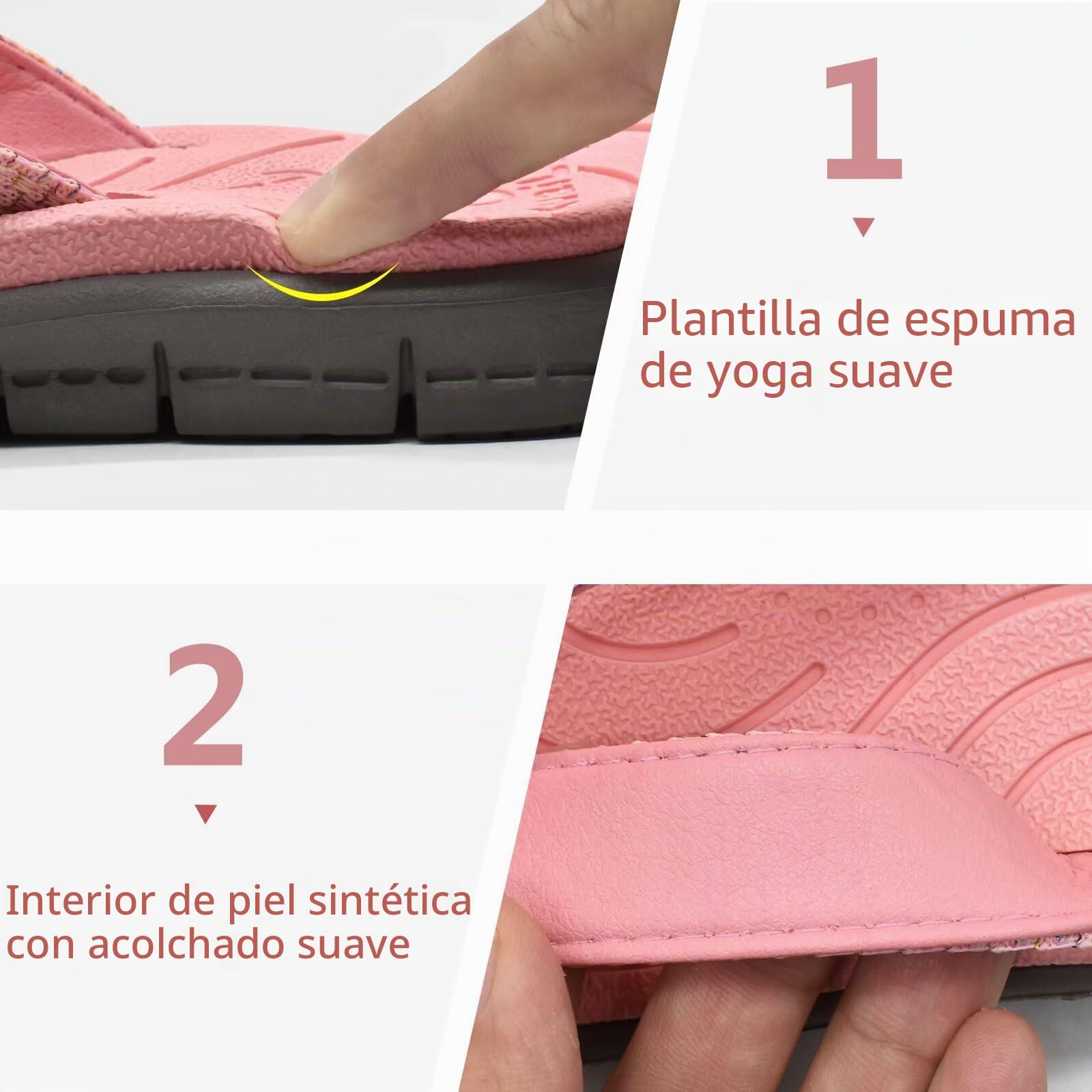 KuaiLu Chanclas Mujer Verano Playa Piscina Comodas Piel Sandalias Planas Caminar Ortopedicas Zapatos