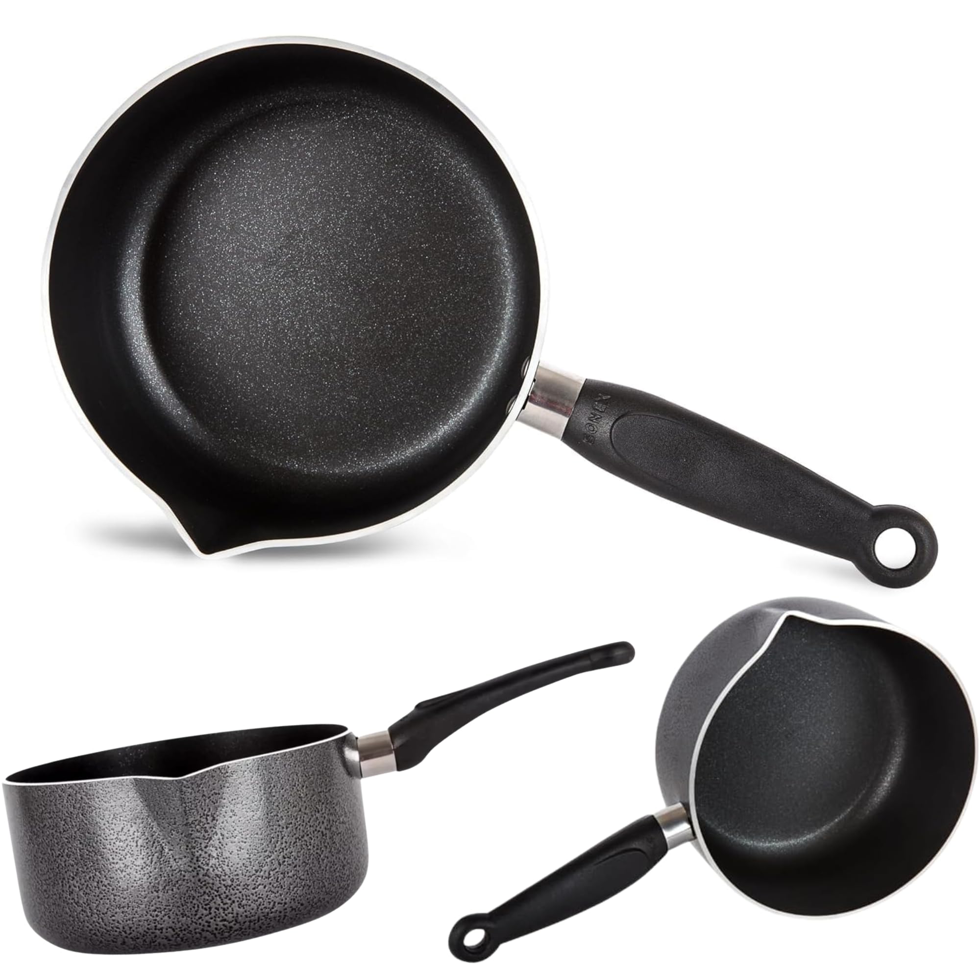 Induction Milk Pan 20cm Non-Stick Saucepan 2L with Soft-Touch Handle & Pouring Spouts, Easy-Clean Coating, Sturdy Aluminum Build, Perfect for Milk & Sauces