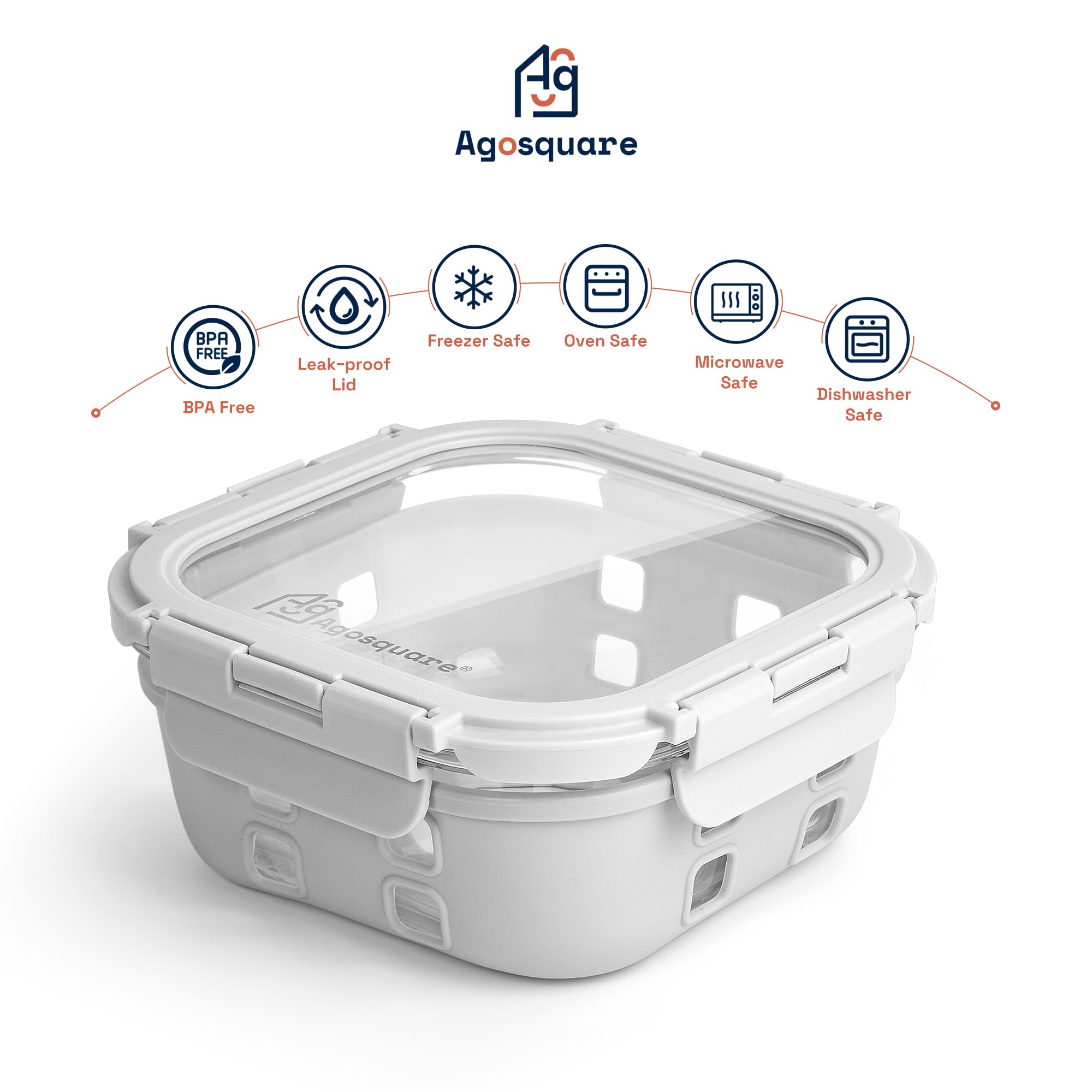 Lonchera de vidrio con tapas herméticas para almacenamiento de alimentos y preparación de comidas