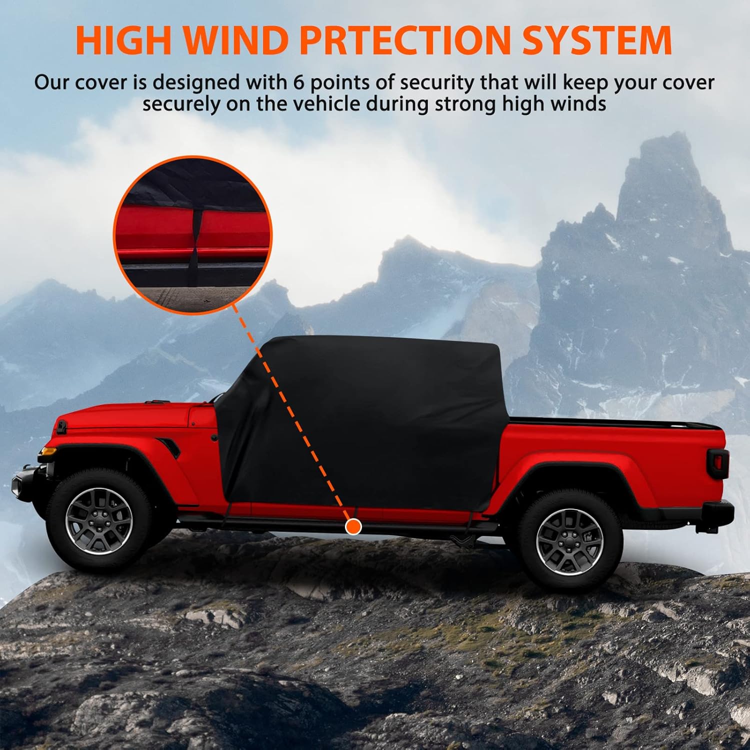 Gladiator Cab Cover Compatible with Jeep Gladiator 2020-2023 Accessories 600D Oxford Gladiator Cover with Door Flaps for Jeep JT, All Weather Sun Snow Rain Waterproof Car Cover