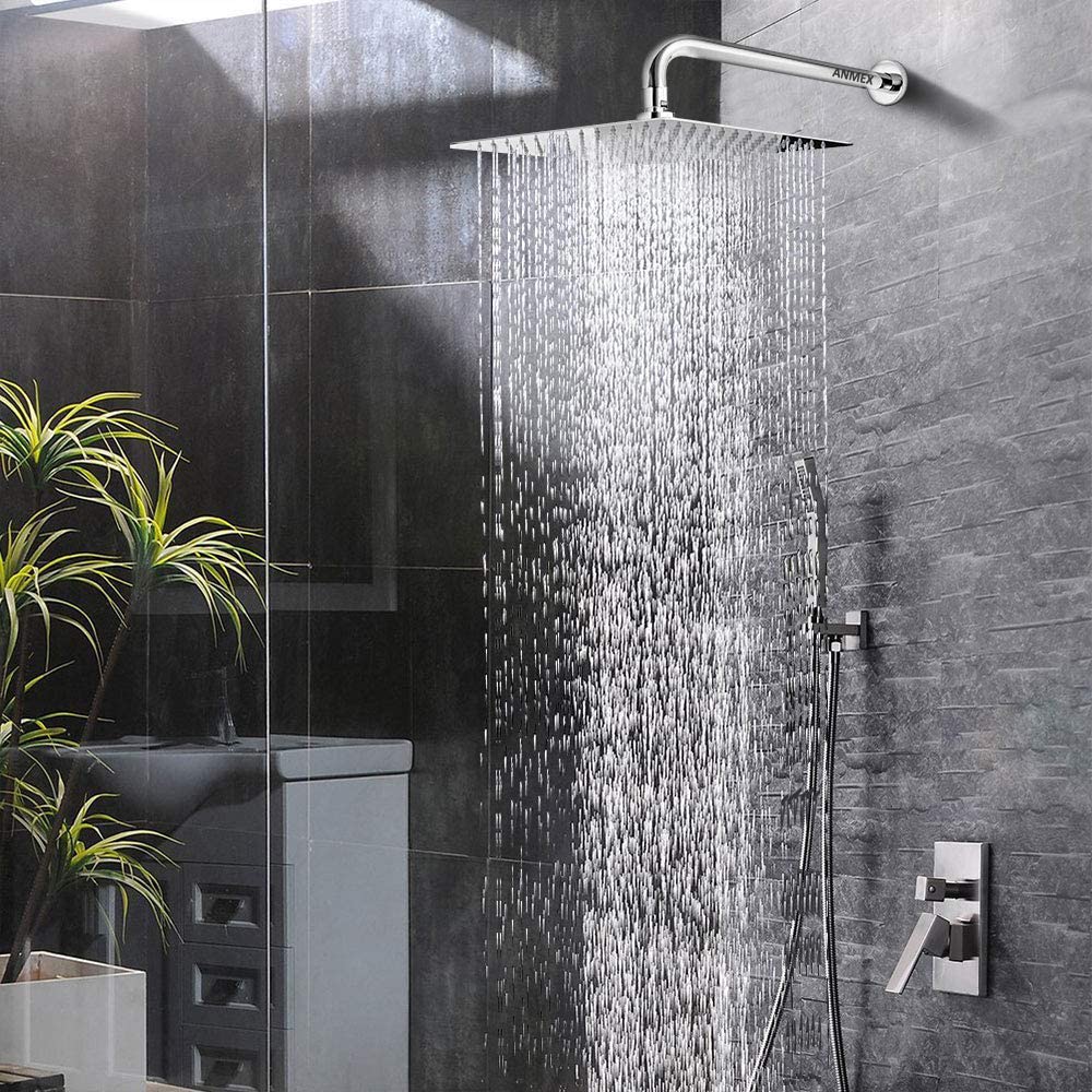Mily Anmex 12X12(12Inch)Super Heavy Ultra Slim Rain Shower Head With 24Inch Ss Round Shower Arm Shower Head(Size-12Inch Shower 24Inch Shower Arm)(Material-Stainless Steel,Brass)(Color: Chrome)(1Set) (B083HF6QQV) Amazon Price History, Amazon Price Tracker
