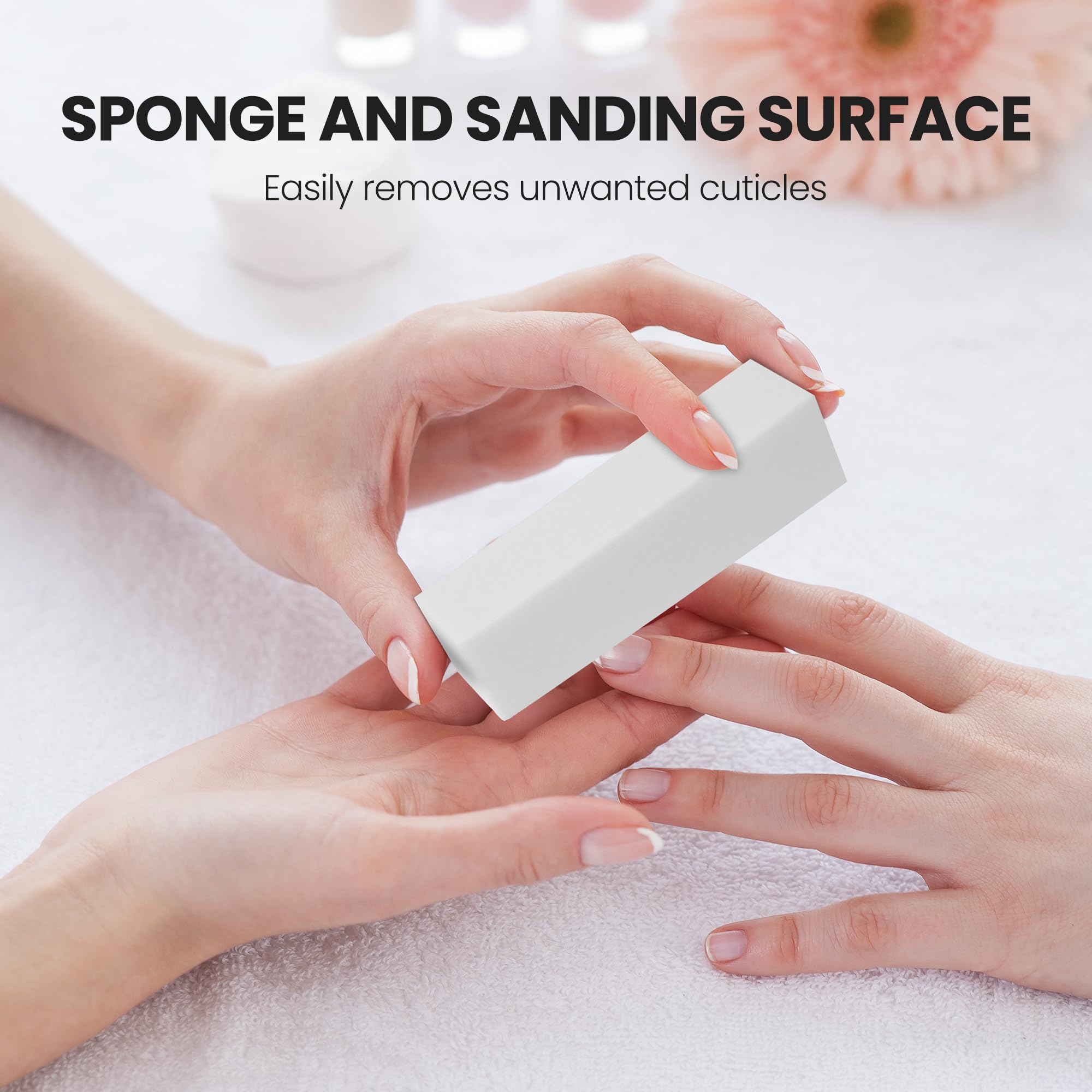Set di 10 lime per unghie, lime per nail art, lime professionale per levigare unghie acriliche o in gel naturale, 4 lati lavabili per manicure - Bianco