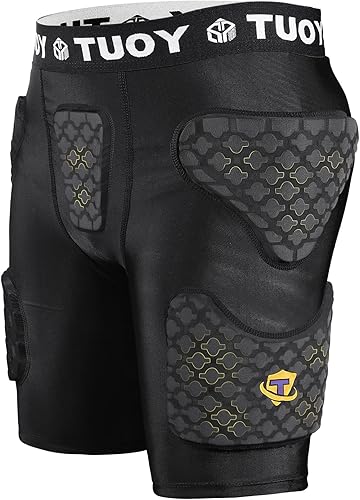 Miniatura 2 de TUOYR Faja de fútbol juvenil acolchada de compresión corta con almohadillas, pantalones protectores de cadera para niños, para snowboard, béisbol