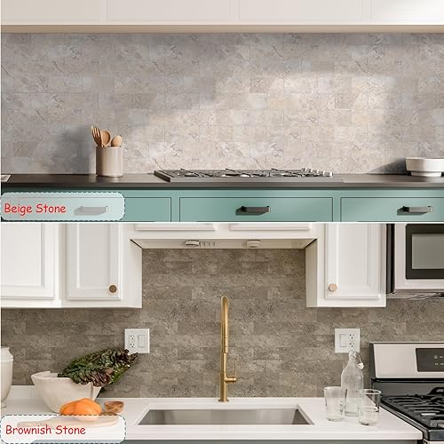 Vista 136 de Paquete de 1 lámina de revestimiento autoadhesivo de 12 x 12 pulgadas, baldosa de pared de PVC para cocina, baño, chimenea, mesa de lavandería o gris