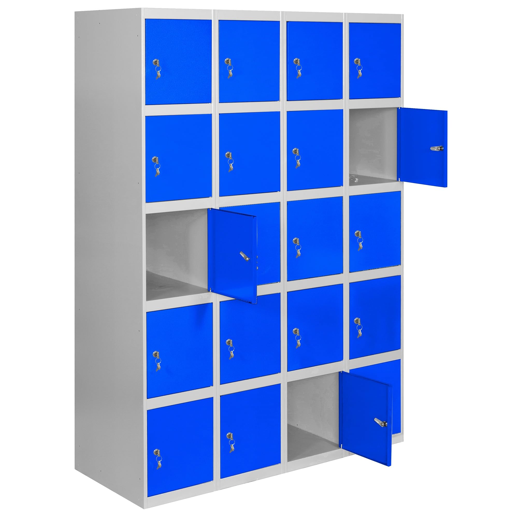 Simon Rack Taquilla Vestuario 5 Puertas 1800x1200x500 mm - Simonlocker | 4 Módulos, Incluye 2 Llaves, Gris/Azul, Pintura anticorrosión