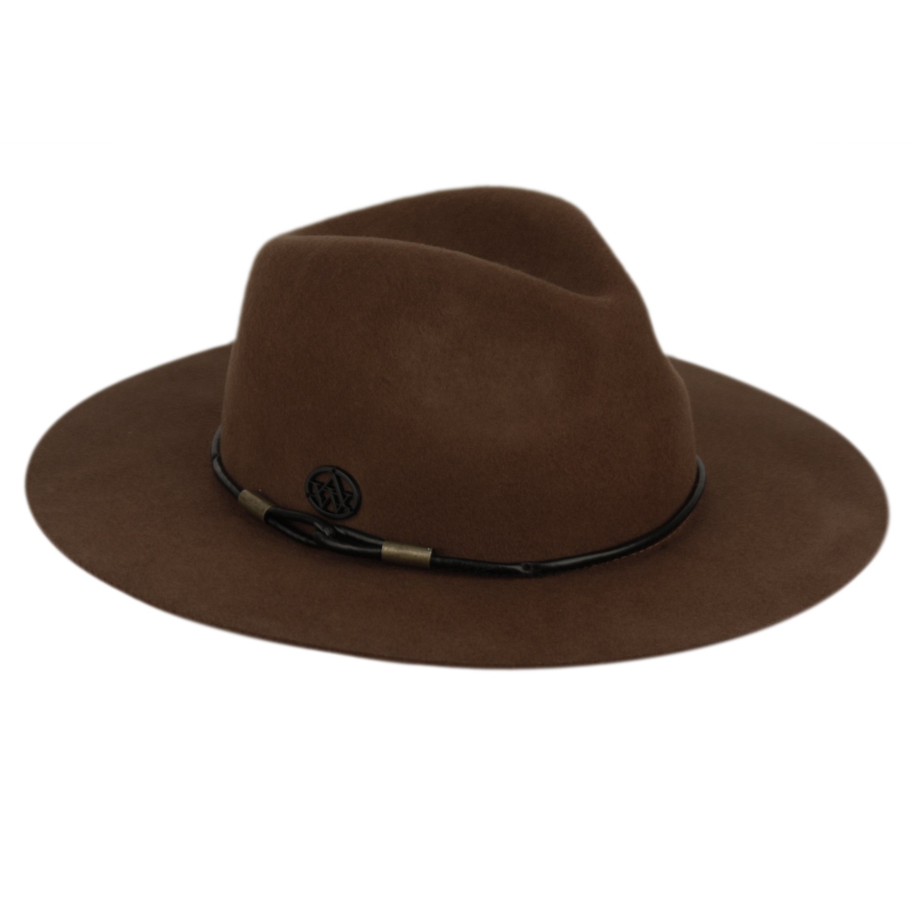 ANGELA & WILLIAM F2280 Big Brim 100% Wool Fedora W/Fuax Leather Band TRIMING (LT Brown)
