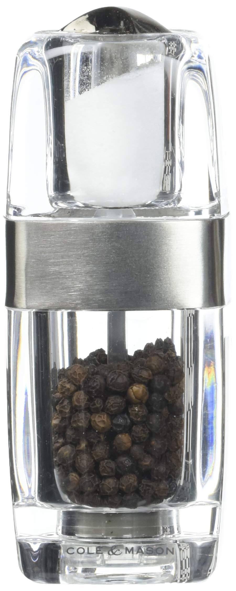 Cole & MasonAcrylic and Brushed Chrome Precision Grind Seville Combi Pepper Mill with Salt Shaker, 14 cm
