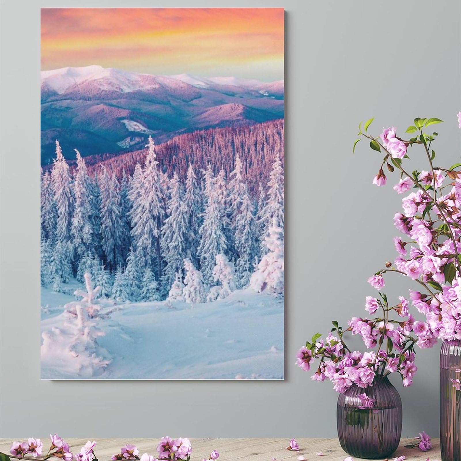 Amazon.co.jp: 絵画 美しい冬の森の雪景色インテリア 絵画 魅惑