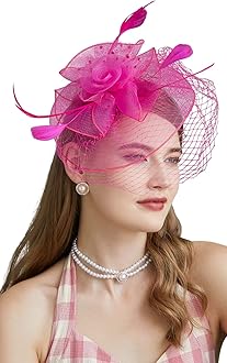 Fascinators Hats 20s 50s Hat Pillbox Hat Cocktail Tea Party Headwear with Veil for Girls and Women