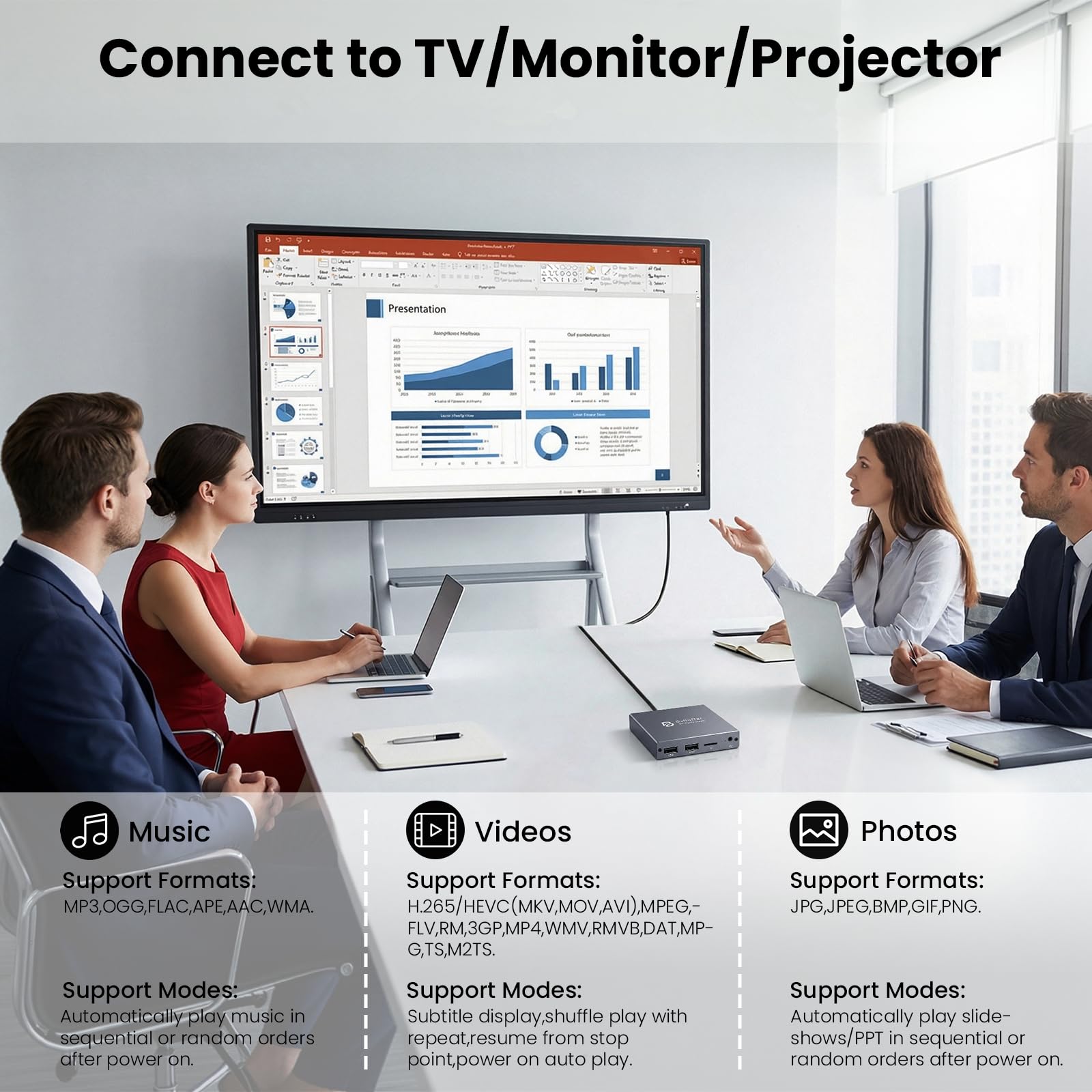Reproductor multimedia digital 4K, reproductor de vídeo MP4 para TV con salida HDMI/AV/óptica, mini reproductores multimedia HD 4K a 60Hz para unidad USB/tarjeta micro SD, señalización