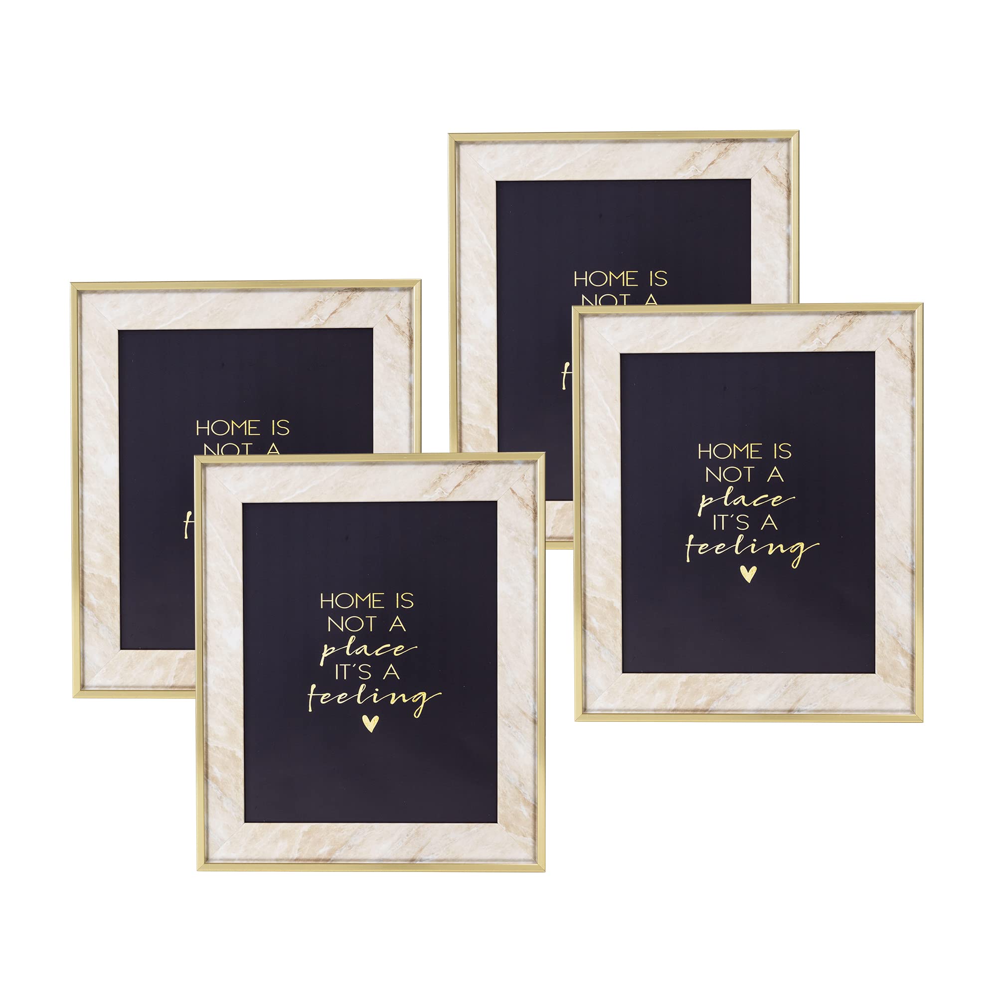 ArtbyHannah 4 Pack 8x10 Gold Picture Frames Set with Marble Pattern and High Definition Glass for Table Top Display and Wall Mounting??îModern Photo Frame Wall Art for Home Decor