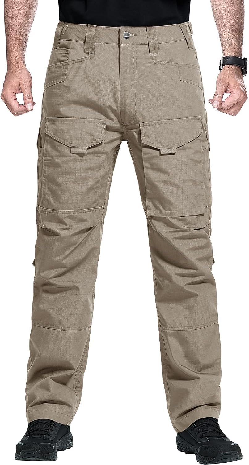 FREE SOLDIER Men's Outdoor Tactical Pants Ripstop Military Combat EDC Cargo Pants Lightweight Hiking Work Pants