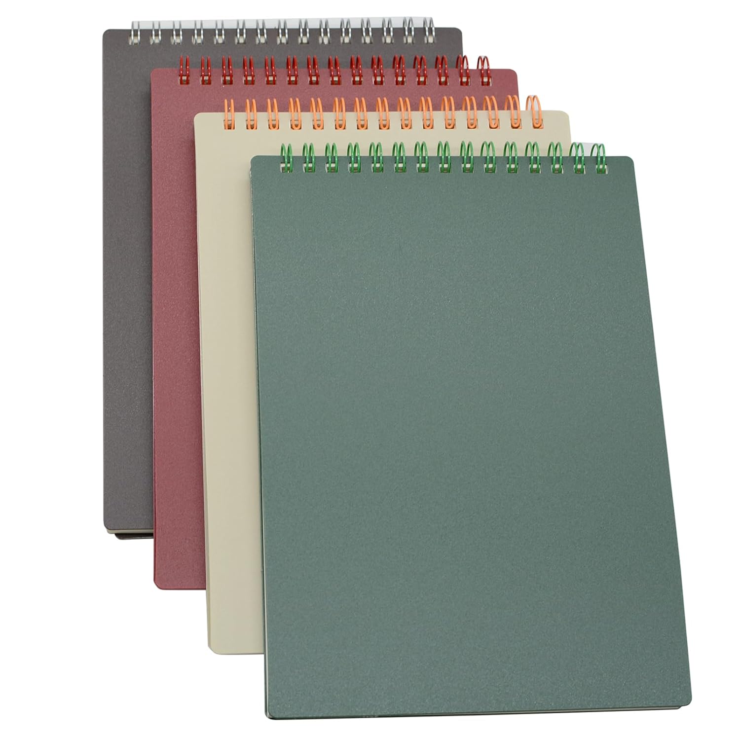 Top Bound Spiral Notebook, 4 Pcs 4 Color A5 Size Thick Plastic
