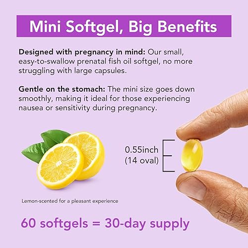 Miniatura 2 de Premom Aceite de pescado prenatal DHA: vitamina D fórmula Omega 3 suplemento – EPA + DHA Suplementos de fertilidad para mujeres – obtenido