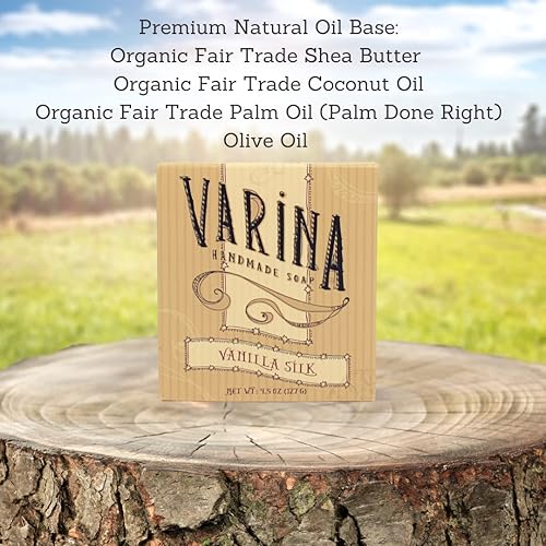 Miniatura 2 de Varina Jabón en barra de seda de vainilla natural, limpieza suave para pieles sensibles, dulce y vainilla, paquete de 3, experimenta una piel sana y