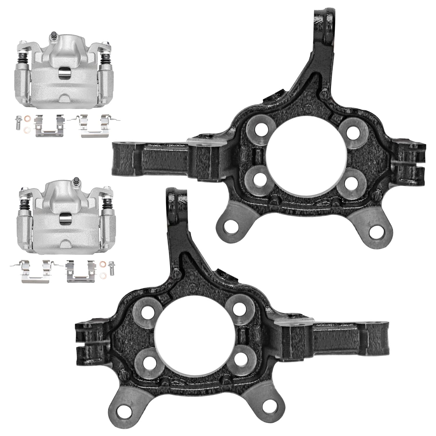 Detroit Axle - Front Steering Knuckles Disc Brake Calipers with Brackets