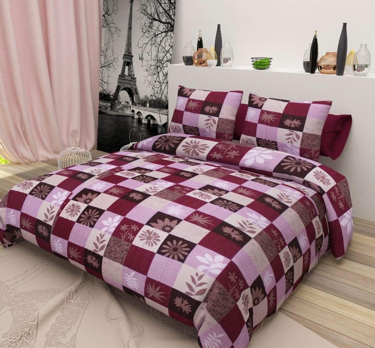 Shree Fashion Hub Cotton 160 TC Bedsheet (Multicolour_Double, Pack of 1)