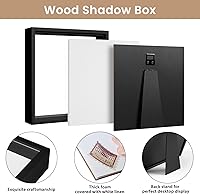 Vista 3 de Califortree 2 Packs 8x8 Shadow Box Frame with Soft Linen Back - Metal Push Pins Included, Memory Box Display Cases for Memorabilia Flower Awards