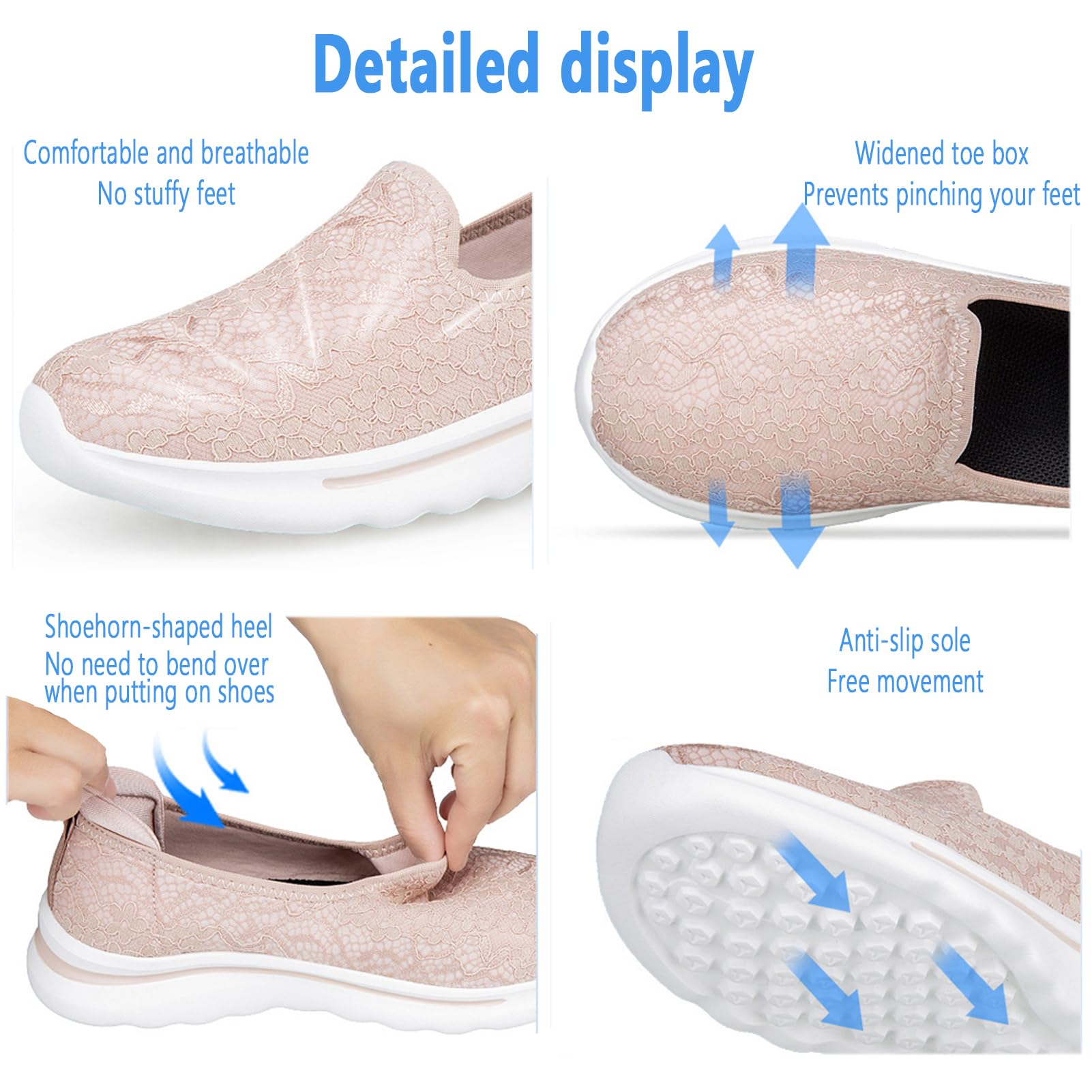 Buty dla cukrzyków, damskie, letnie, ortopedyczne, z siateczki, buty rekreacyjne, oddychające, wygodne buty do chodzenia, lekkie buty do chodzenia, wygodne buty outdoorowe