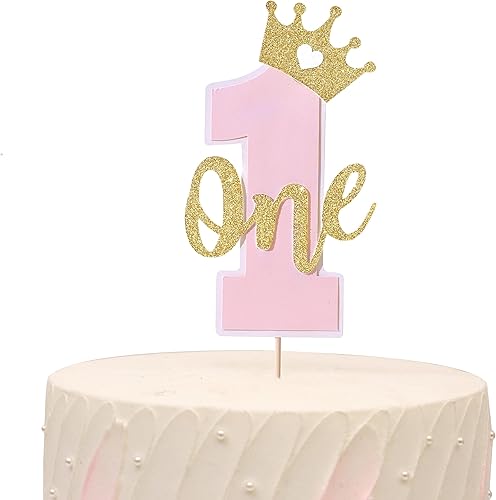Una decoración para tartas para bebés, rosa y dorado para el primer cumpleaños, accesorios para el primer cumpleaños