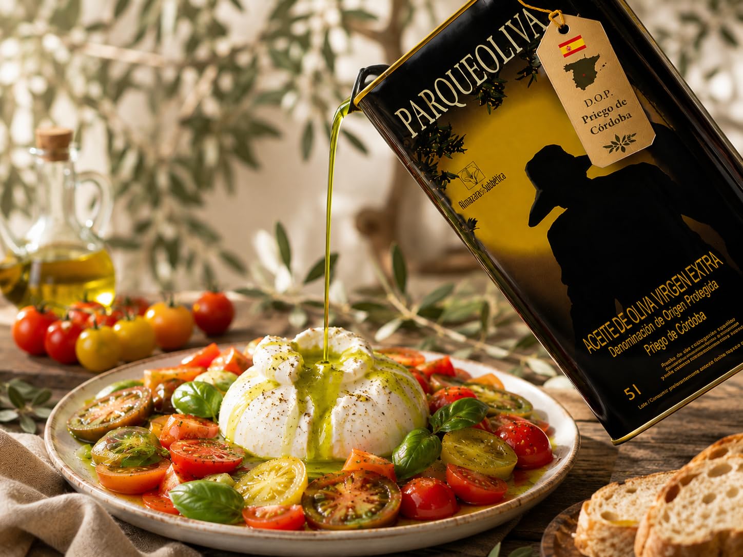 PARQUEOLIVA DOP - Aceite de Oliva Virgen Extra 5 Litros - AOVE D.O.P. Priego de Córdoba Gourmet - Lata 5L - Campaña 2025/2026 - Coupage Picuda y Hojiblanca - Frutado Intenso y Equilibrado - MIAOVE
