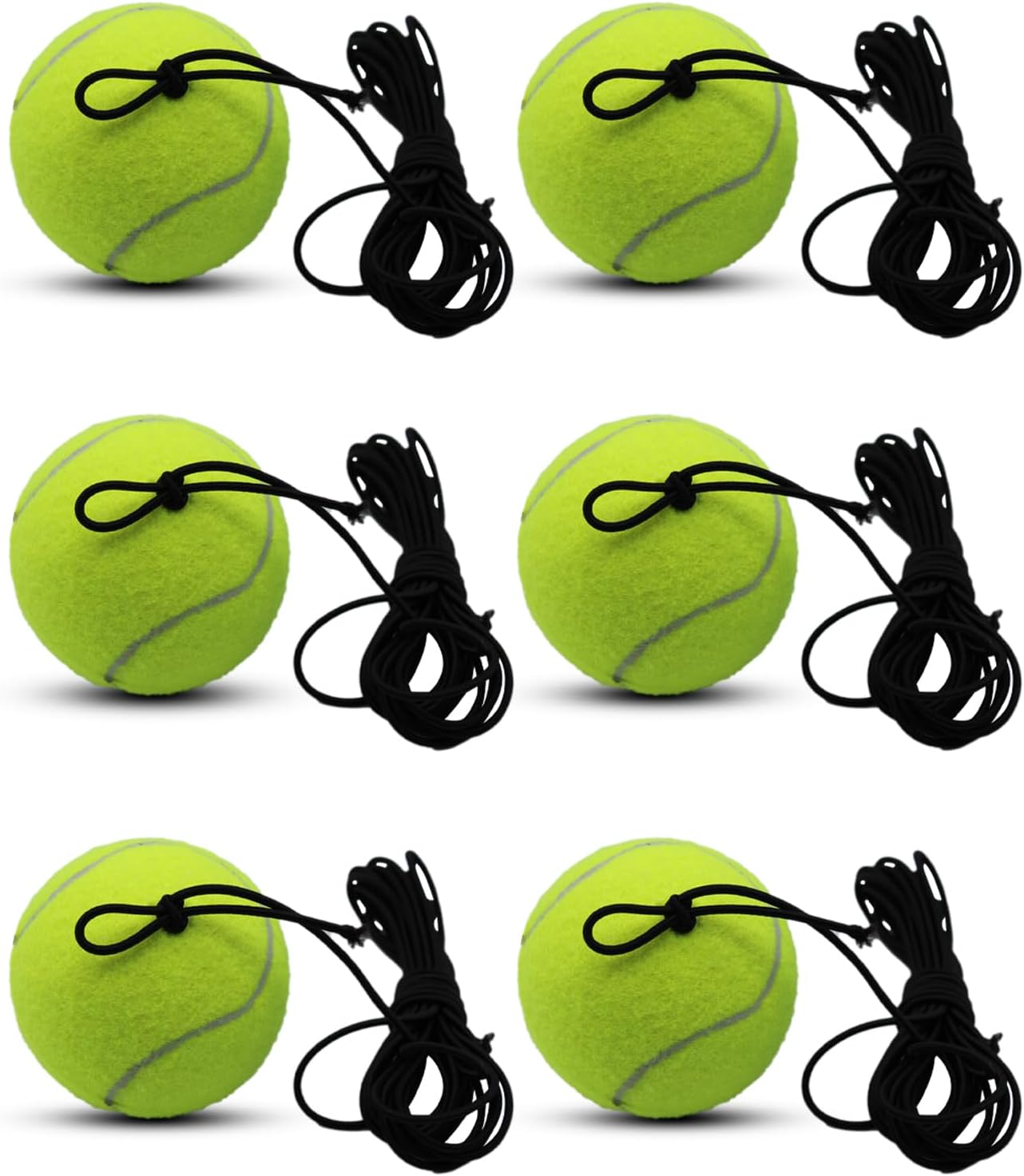 Magicorange 6 Pack Tennis Ball on A String, Practice Tennis Ball on String, Self Practice Training Tool Tennis Balls with String (Yellow)