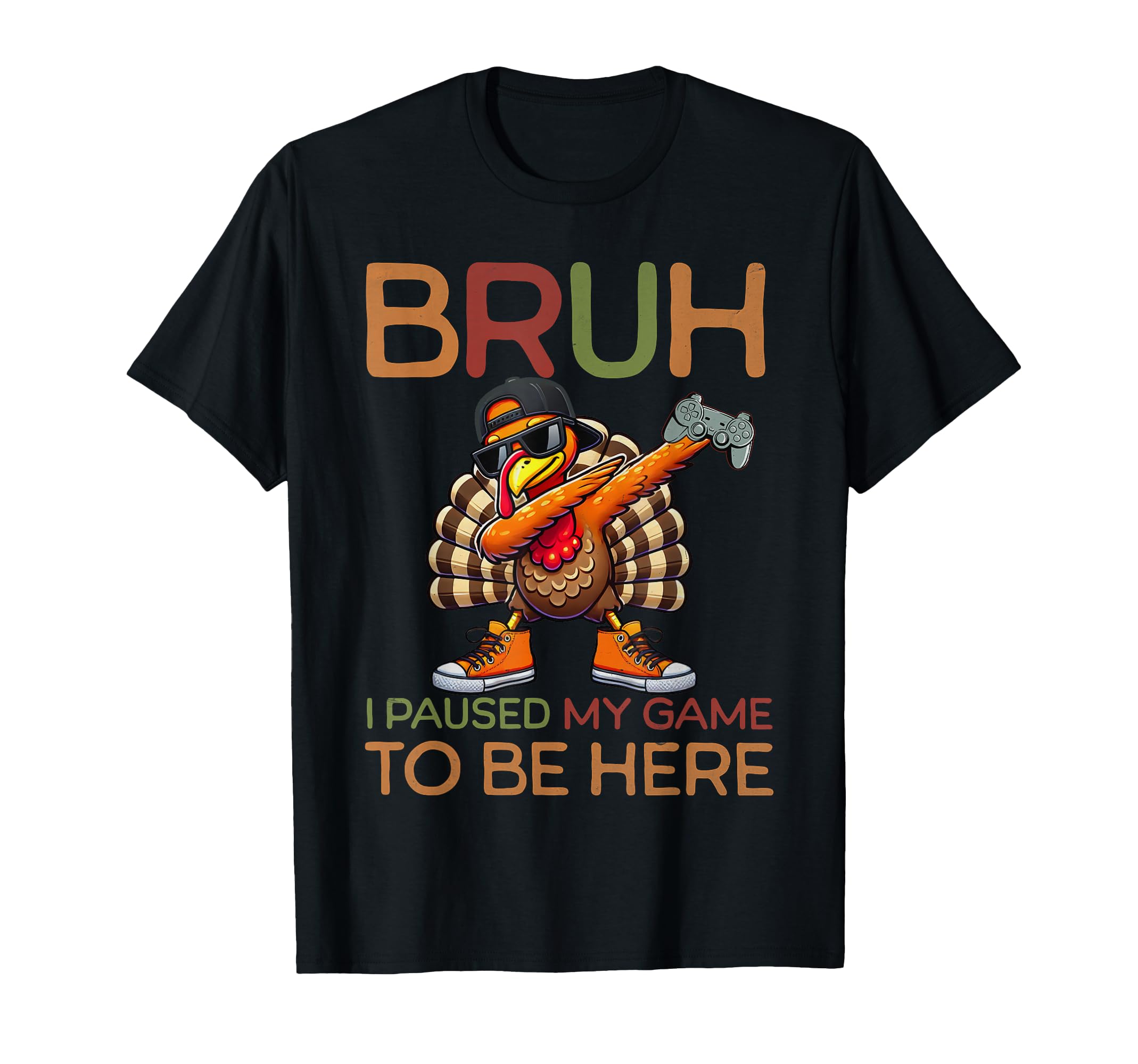 Bruh I Paused My Game To Be Here Thanksgiving Kid Boys Gamer T-Shirt