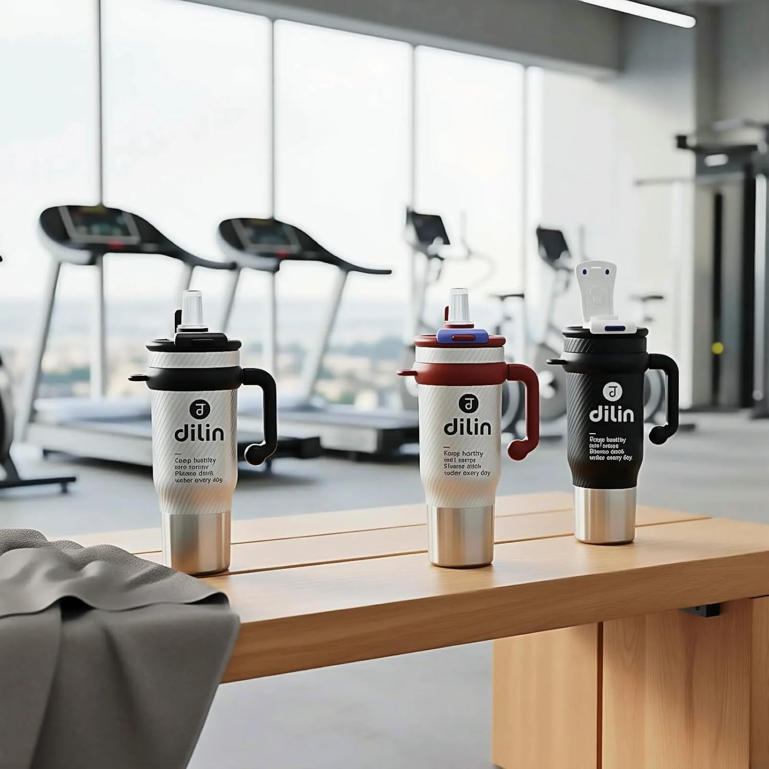 dilin 1 Pack 40 oz Insulated Tumbler with Handle & Straw Lid – Leak-Proof, Flowstate 3-Position Lid, BPA-Free, Cup Holder Friendly | Home, Gym, Travel (Silvery-Ceramic Inner Pot) - Image 7