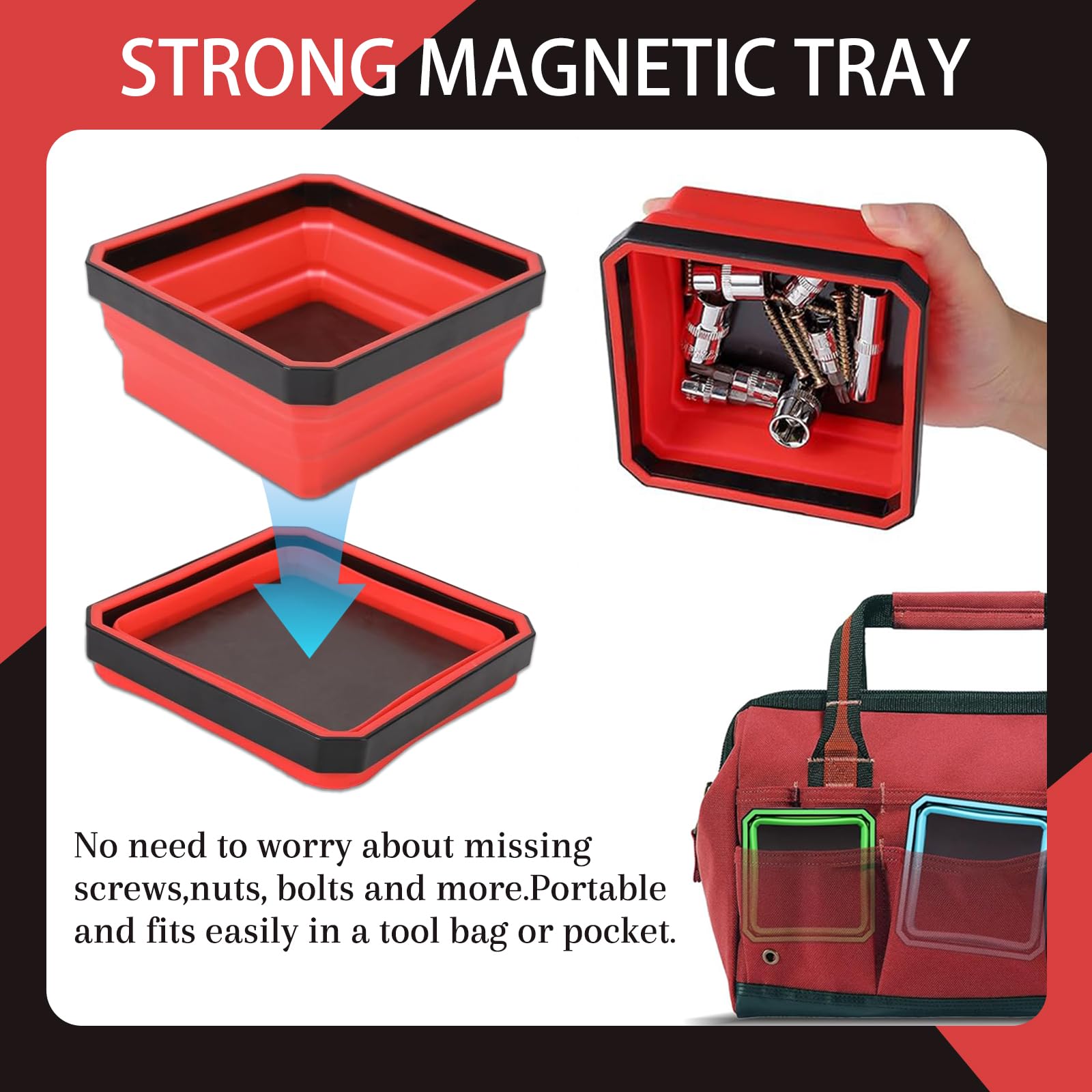 Telescopica Magnetica con Vassoio Magnetico, Calamita Telescopica Sollevatore, Asta Calamita Flessibile Sollevatore Magnetico Pinza per la Presa di Piccoli Pezzi di Auto Oggetti Metallici