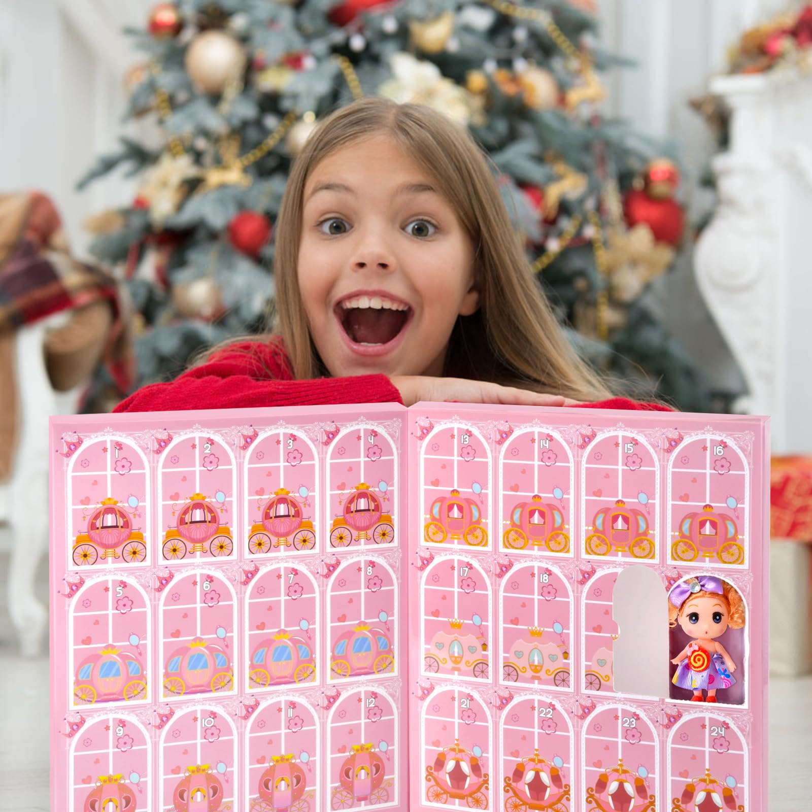 Adventskalender 2026 für Mädchen - Weihnachts Prinzessinnenpuppen 24 Tage Countdown - Weihnachts Countdown Geschenk für Kleinkinder und Kinder Lustiges und festliches Urlaubserlebnis