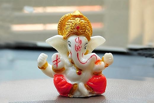 NRSON® Polyresin Meditating Lord Ganesha Idols for Home Decor, car Dashboard, Car Dashboard Ganesha 2.3 x 2.3 Inch 3 cm,[M