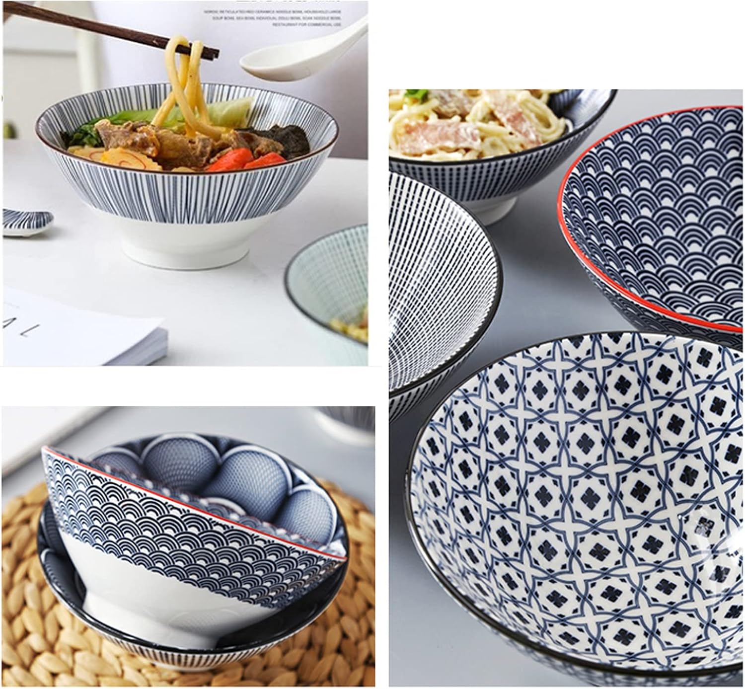スープボウル、ラーメンボウル、 【イエローシネマタブ】 北欧日本セラミックラーメンボウル家庭用大型スープボウルシーボウルボウルシングルハットボウルインスタン