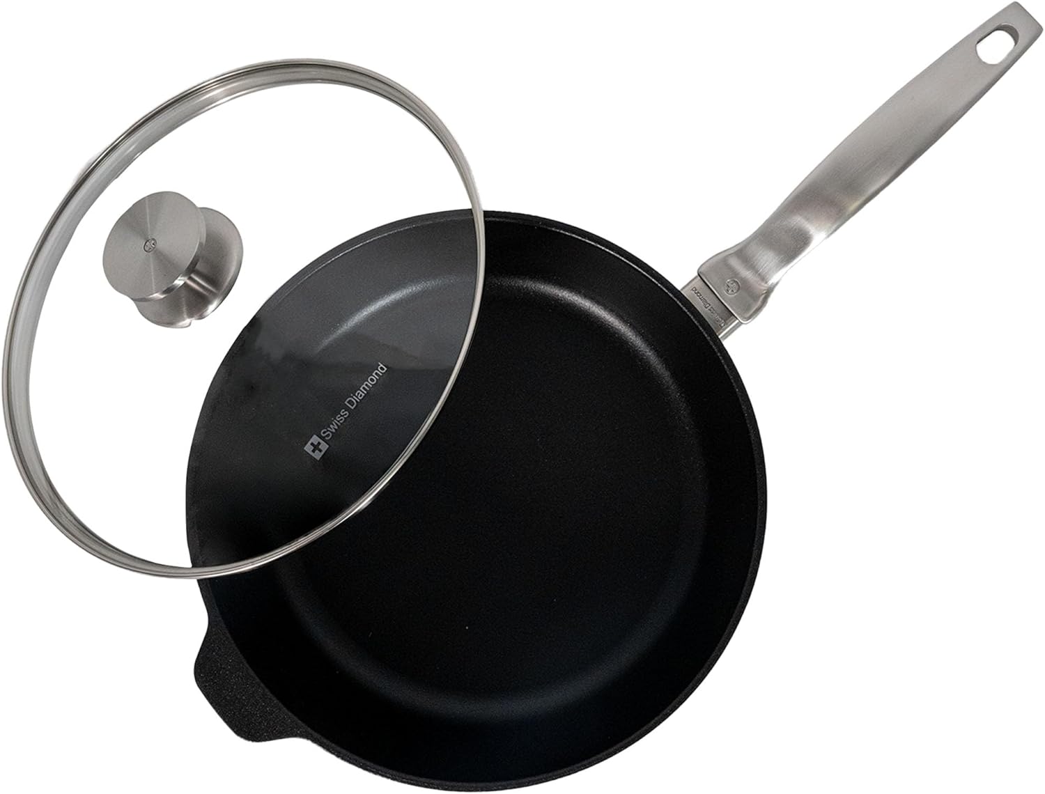 Swiss Diamond Nonstick Hybrid Ceramic and Diamond-Infused Deep Saute Pan With Glass Lid, Dou Ceramic, Dishwasher & Oven Safe Up To 500 °F (3.8 Quart)