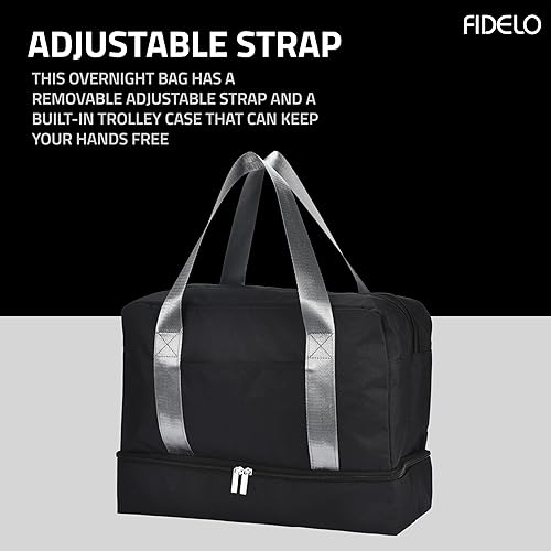 Miniatura 5 de Fidelo Bolsas de viaje para mujer Bolsa de lona grande multifuncional para pasar la noche, plegable, viajes, gimnasio, bolsa grande plegable para