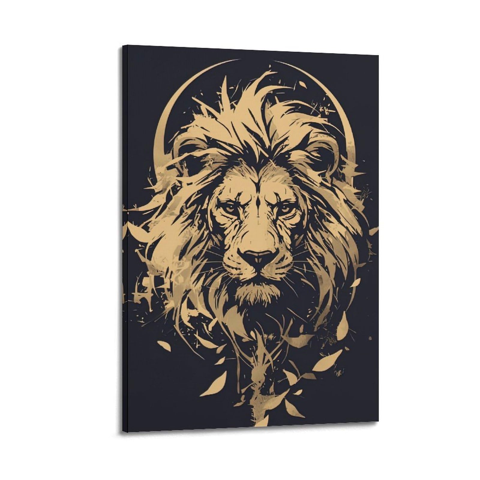 ZSZWHJ Animal Poster Lion in The Dark Artwork Poster Decorative Painting Canvas Wall Posters And Art Picture Print Modern Family Bedroom Decor Posters 24x36inch(60x90cm)