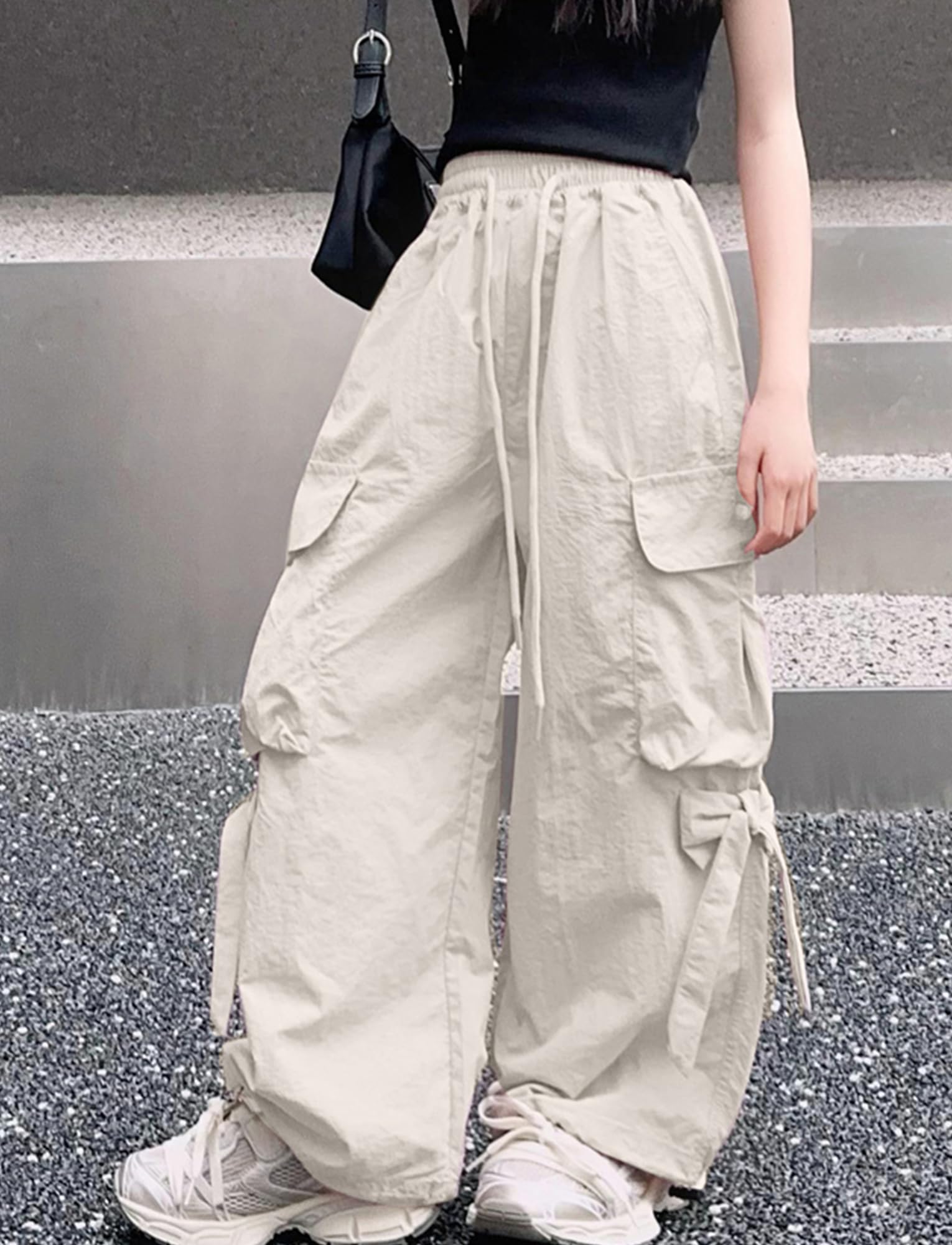SEUAR Pantalon Cargo Ample Fille Pantalon Hip-Hop Enfant Fille Multi Poche Danse Jazz Sport Casual Streetwear 120-170