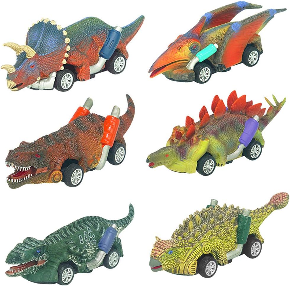 Dinosaur Car Toys for 2-10 Year Old Boys ,Boys Toys - Pull Back Dinosaur Cars Toys Set Toddlers kids toys age 2 3 4 5 6 Animal Vehicles dinosaur party favors(6 Pack) Gift for 2 3 4 5 6 year Old Boy