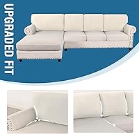 Vista 172 de H.VERSAILTEX 2025 New Sectional Couch Covers 8 Pieces Stretch Sofa Covers for Sectional Sofa Set Separate L Shaped Couch Cover for Both Left/Right