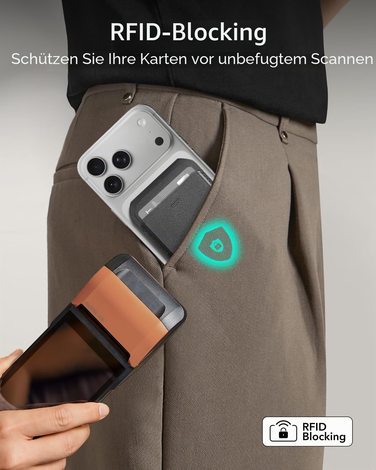 ESR mit MagSafe Wallet, 5 Kartenhalter, RFID-Schutz, für Magsafe Geldbörse mit Ständer, Wallet für iPhone 17e/17/16/15/14/13/12-Serie und Ausgewählte Samsung Geräte, Nicht für 13/12 Mini, Schwarz | Aufgerüstet für MagSafe Wallet