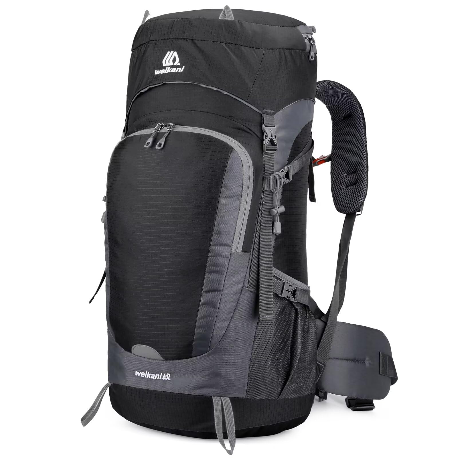 Mochila de senderismo de 65 litros con cubierta para la lluvia, mochila ligera para camping, mochila grande de senderismo para hombres y mujeres, mochila impermeable para viajes al aire libre