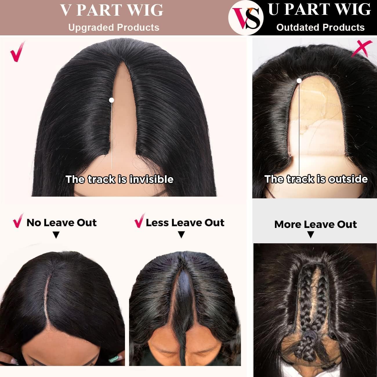 Straight V Part Wigs Human Hair Pelucas Mujer Pelo Natural Humano Para Mujeres NegrasNatural Color Peluca No Lacie Front Pelucas Cabello With Baby Hair (20 Pulgadas)