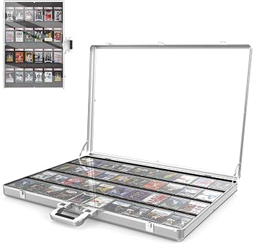 24"x20" Aluminum Card Display Case with Lock, Customizable Foam Insert & Glass Tabletop Showcase for Collectible Trading Cards, Jewelry Storage for Trade Shows