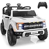 24V Ride On Toys for Big Kids, Ford F-150 Raptor 2 Seater Ride on Car w/Remote, Battery Power Ride on Truck w/Durable Wheels, Kids Electric Car w/Bluetooth, LED Lights, Truck Bed Storage (White)