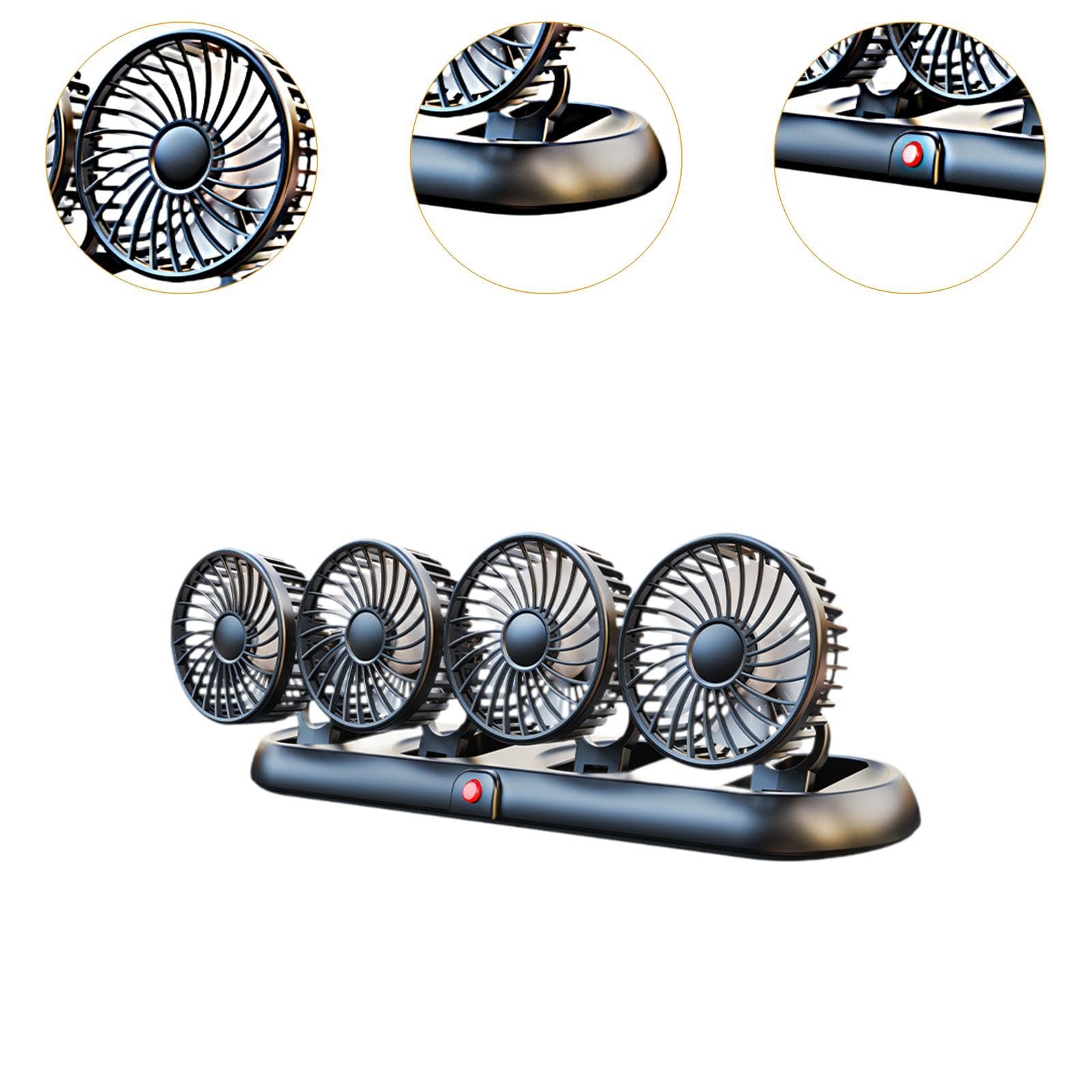 Ventilador de Refrigeración para Coche USB de 4 Cabezales Y 5 V, Plegable, Portátil, con 3 Velocidades Ajustables Y Rotación de 360°, Ideal para