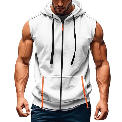 Sleeveless Hoodies For Men Summer Vest Tank Tops Zip Up