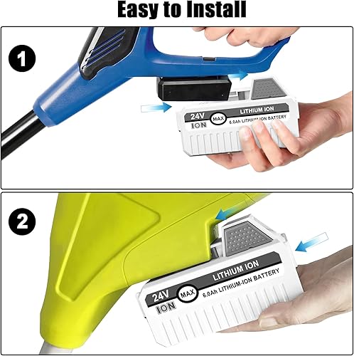 Miniatura 7 de Batería de repuesto de 24 V para Sun Joe + Snow Joe 24V batería 24BAT-LTELTWLTXXRLT, batería de iones de litio de 6.0 Ah, compatible con todos los