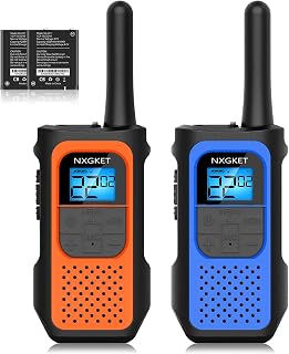 NXGKET Walkie Talkies for Kids Adults, Rechargeable Long Range Walky Talky 2 Way Radios 22 Channels with Li-ion Battery USB-C Cable for Family Toys Gift Camping Hiking 2 Pack