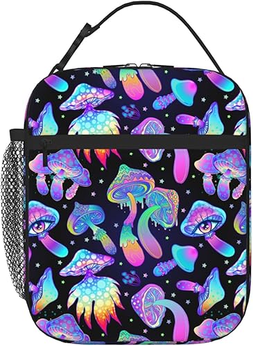 Miniatura 28 de Lonchera verde de los años 80 y 90 con aislamiento retro neón para mujeres y hombres, lonchera reutilizable a prueba de fugas con compartimento 80s