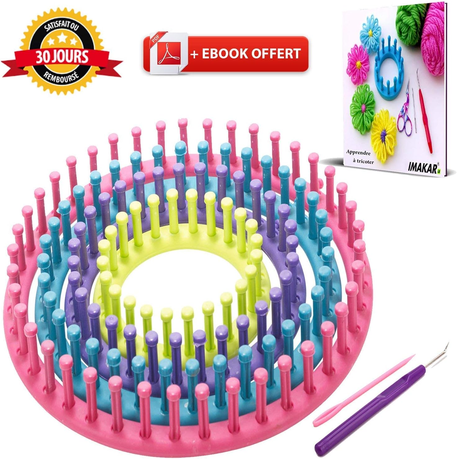 imakar® Complete Set of 4 Looms for Knitting, Crafts. With this sublime knitting kit, easily knit socks, scarves and bonnets that will please your loved ones.