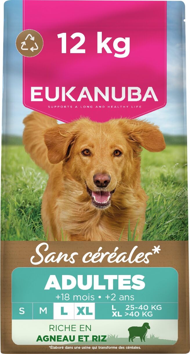 EUKANUBA Chien Adulte Grande Race sans Céréales Agneau 12 kg